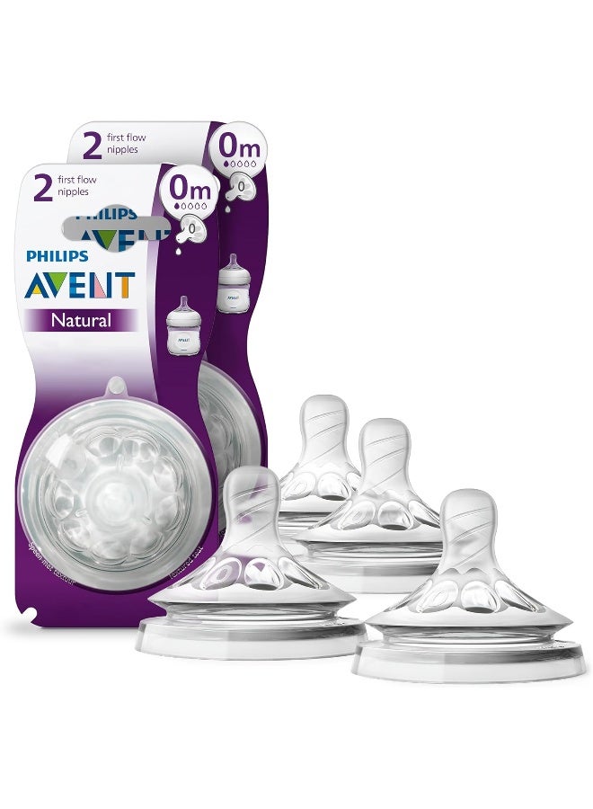 Avent Philips Avent Natural Baby Bottle First Flow, 0M+, 4pack, Flow 0, SCF657/43 - Image 1