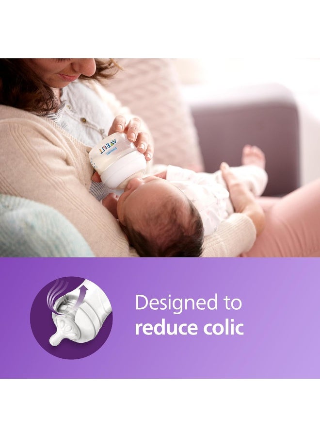 Avent Philips Avent Natural Baby Bottle First Flow, 0M+, 4pack, Flow 0, SCF657/43 - Image 4