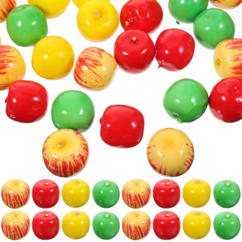 Realistic Artificial Mini Foam Apples Set 60 Pcs Red Green Yellow For Home Kitchen Decoration - Image 2