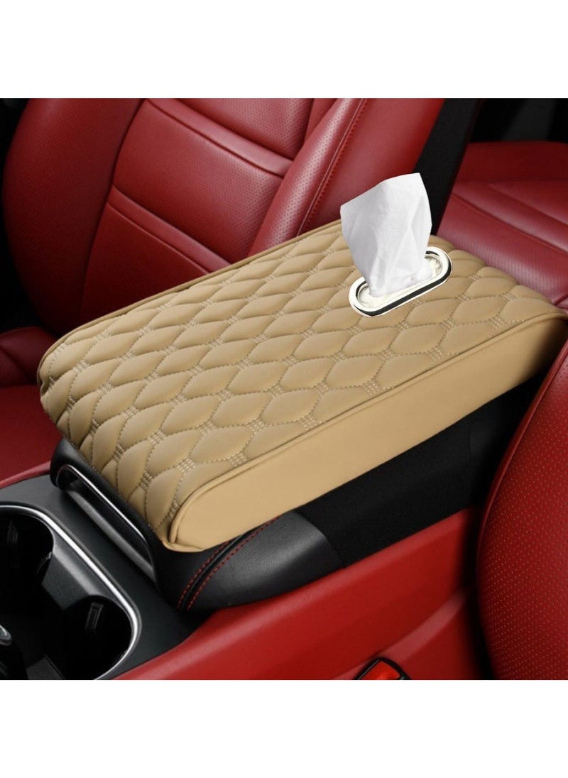 MOTRK car center console armrest, Car Armrest Box Padding Wave Embroidery PU Leather Center Console Cover Design Interior, car armrest, car accessories, car seat cover 