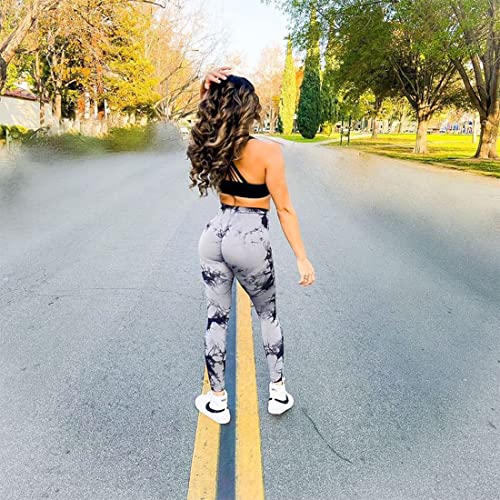 SUUKSESS Scrunch Butt Lifting Seamless Leggings for Women Booty High Waisted Workout Yoga Pants (Black Tie Dye, M) - Image 4