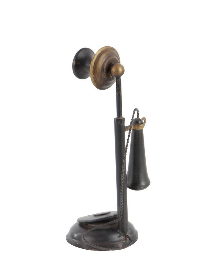 ديكو 79 تمثال زخرفي معدني على شكل هاتف من طراز ديكو 79، تمثال ديكور منزلي على طراز عتيق، بقاعدة متدرجة وتفاصيل سلك لولبي، تمثال مميز، 5 × 5 × 13 بوصة، أسود - Image 4