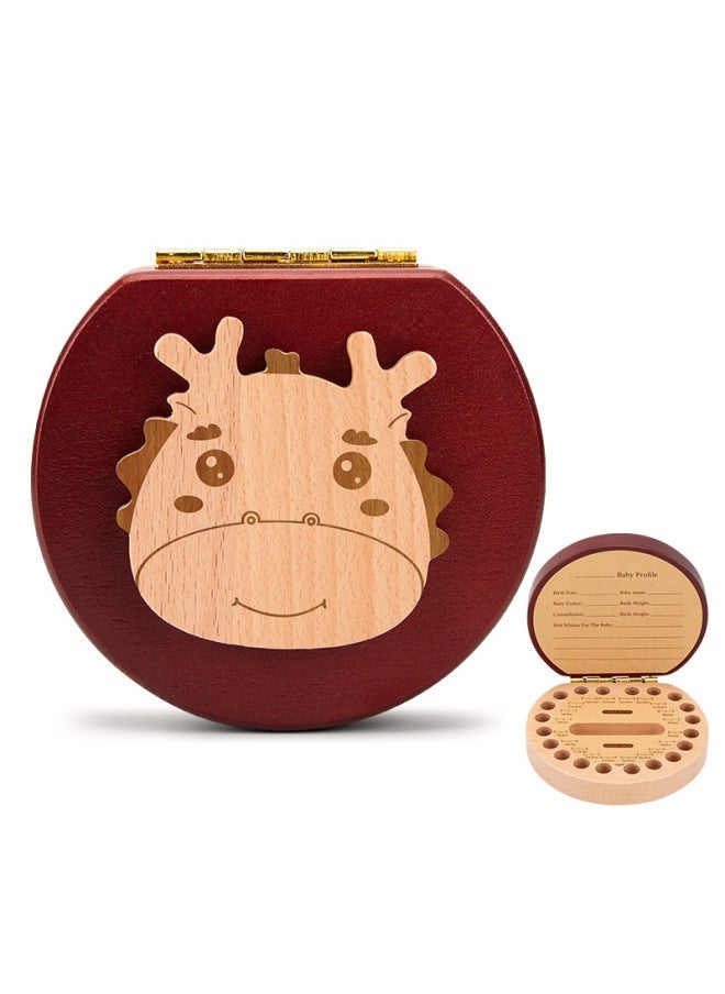 Baby Teeth Commemorative Box For Girls And Boys Children's Wear Teeth Collection Storage Box For Teeth Replacement Wooden Toys-Color:South Elm Two-color-Dragon (English Version) - Image 1