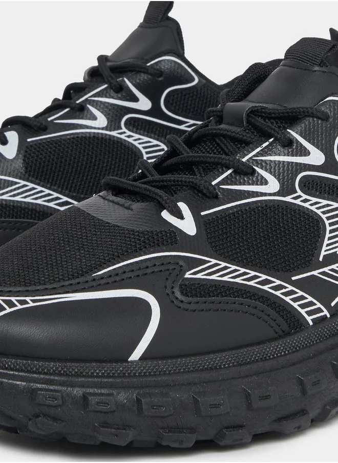 Styli Textured Lace Up Chunky Sole Sneakers