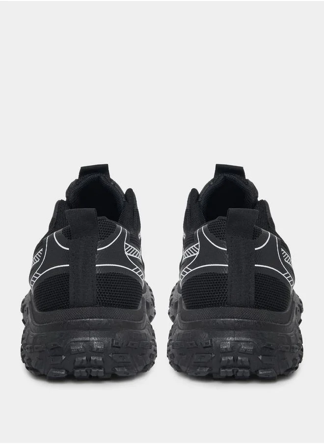 Styli Textured Lace Up Chunky Sole Sneakers