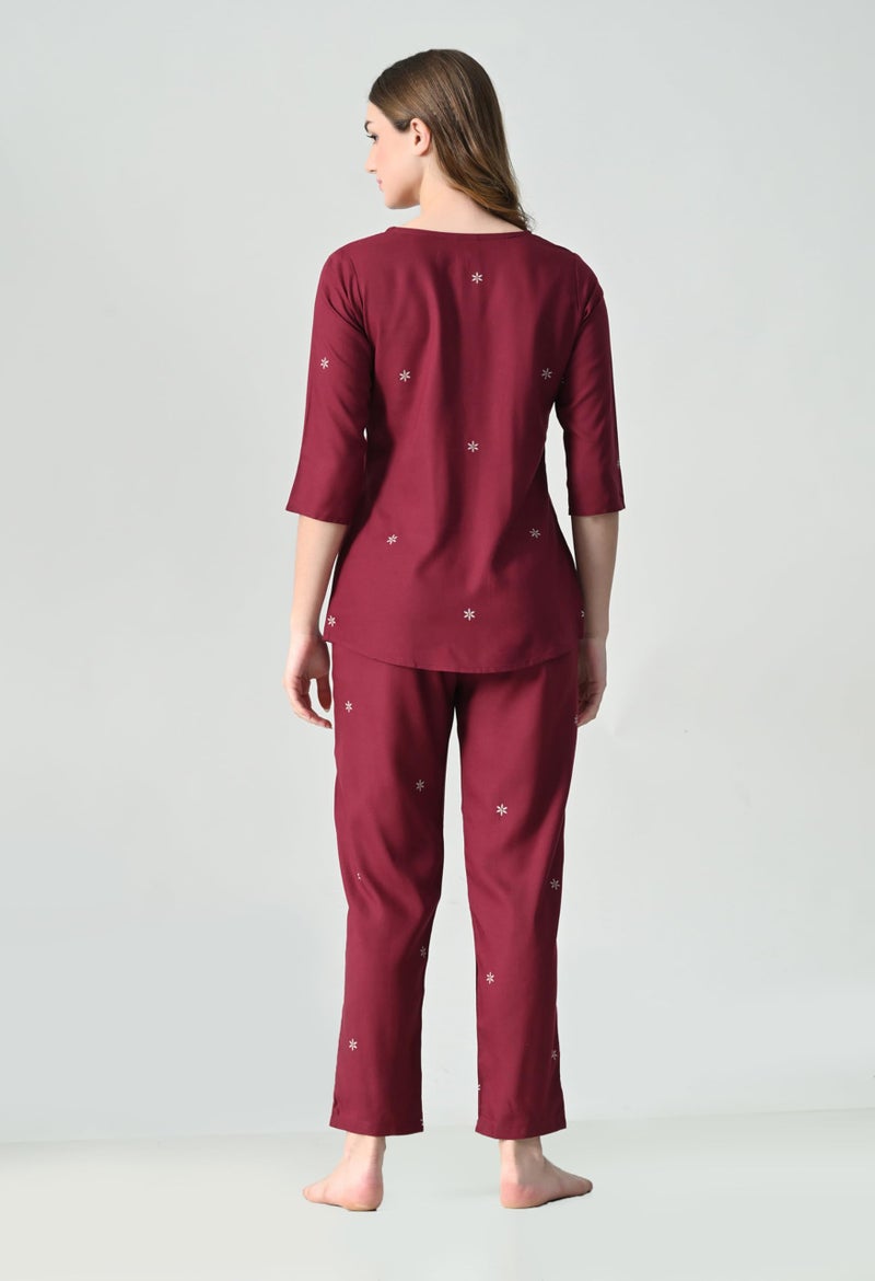 Ichaa Women's Printed Rayon Night Wear Top and Bottom Night Suit Set - Image 2