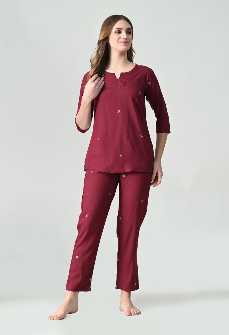 Ichaa Women's Printed Rayon Night Wear Top and Bottom Night Suit Set - Image 5