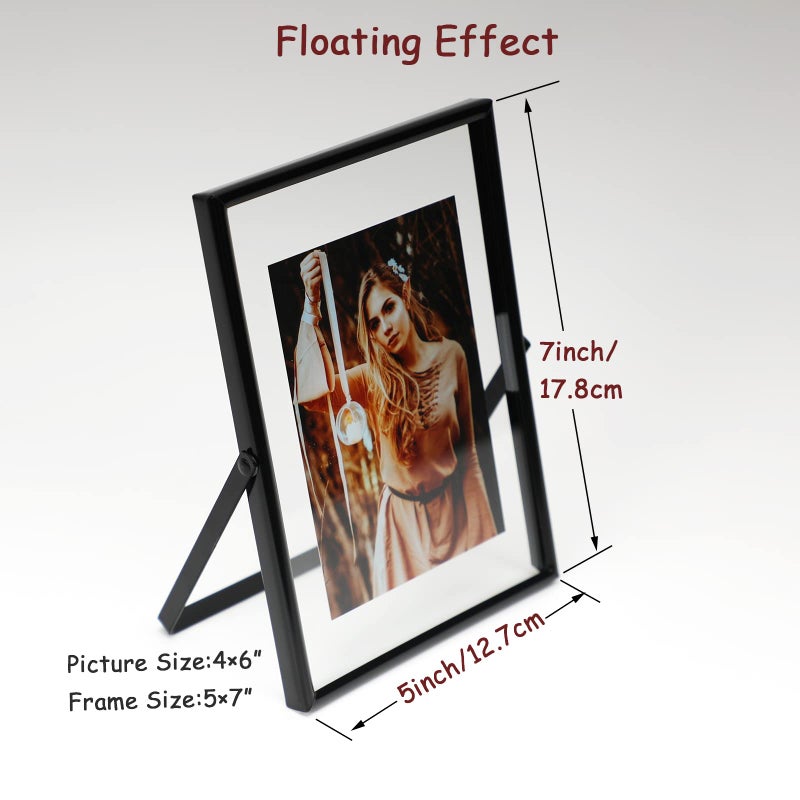 أهاجو Ahago Black Floating Frame (5 "" x7 "" عمودي) للصورة 4x6 3x5 2x3 على الطاولة الجرف صورة إطار هدية راقية لمهرجان الزفاف أو المكتب د؟ - Image 2