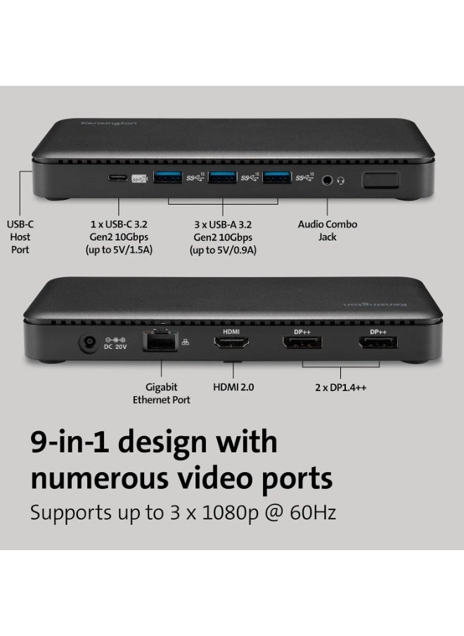 Kensington SD4839P  USB-C Docking Station 10Gbps Triple Video Driverless  with 85W Power Delivery, Easy Installation, 2 x DisplayPort++ 1.4, USB-A & HDMI 2.0 Ports, 3 Multi Screen Dock  - Image 4
