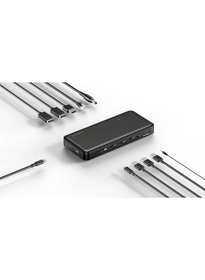 SD4839P USB-C Docking Station 10Gbps Triple Video Driverless with 85W Power Delivery, Easy Installation, 2 x DisplayPort++ 1.4, USB-A & HDMI 2.0 Ports, 3 Multi Screen Dock