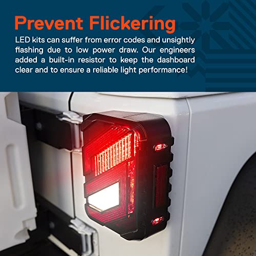 ONLINE LED STORE TRUE MODS LED Tail Lights Compatible with 2007-2018 Jeep Wrangler JK JKU [DOT] [Dark-Smoked] [Turn Signal & Reverse] Z-Shape Sport Sahara Rubicon Unlimited Stop Rear Brake Taillight Bulb Accessories - Image 5