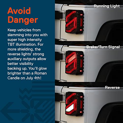 ONLINE LED STORE TRUE MODS LED Tail Lights Compatible with 2007-2018 Jeep Wrangler JK JKU [DOT] [Dark-Smoked] [Turn Signal & Reverse] Z-Shape Sport Sahara Rubicon Unlimited Stop Rear Brake Taillight Bulb Accessories - Image 4