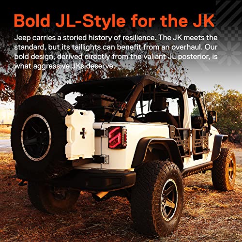 ONLINE LED STORE TRUE MODS LED Tail Lights Compatible with 2007-2018 Jeep Wrangler JK JKU [DOT] [Dark-Smoked] [Turn Signal & Reverse] Z-Shape Sport Sahara Rubicon Unlimited Stop Rear Brake Taillight Bulb Accessories - Image 2