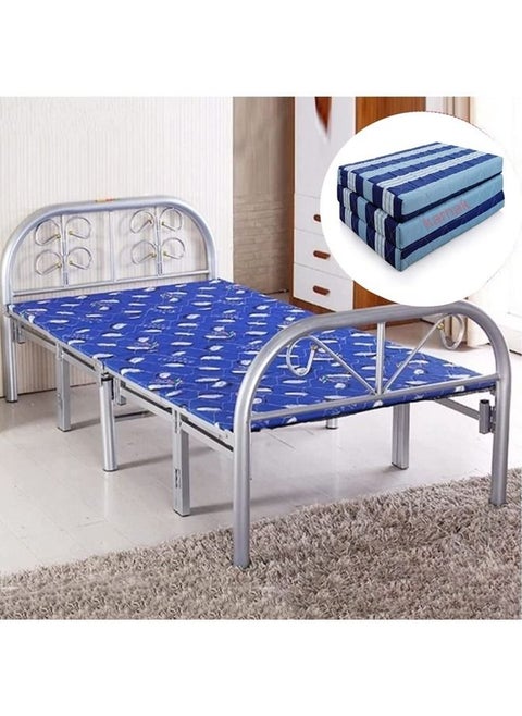 Folding Bed with Foam Folding Mattress Portable Single Folding Mattress Size 180x90 CM, Heavy Duty Steel Frame Size 90x190 Centimeters