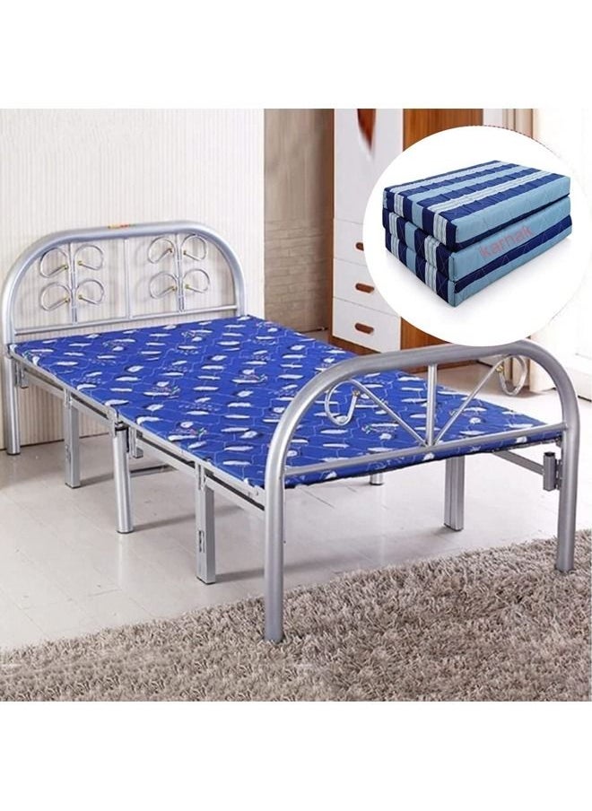 KARNAK - Folding Bed with Foam Folding Mattress Portable Single Folding Mattress Size 180x90 CM, Heavy Duty Steel Frame Size 90x190 Centimeters - Image 1