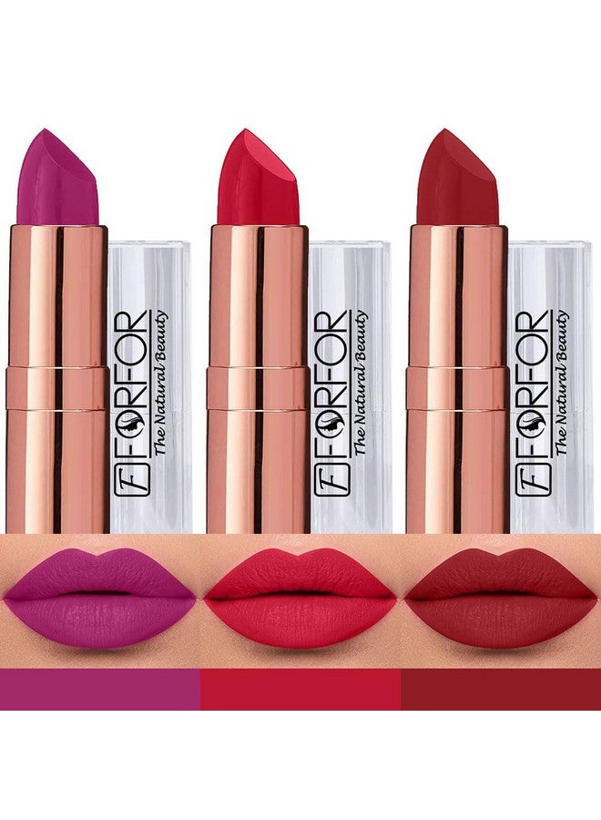 FORFOR Antique Velvet Matte Texture Smooth Finish Lipstick Gift set combo pack 3 for Women Enriched Shea Butter, Vitamin- E & Jojoba oil - Image 1