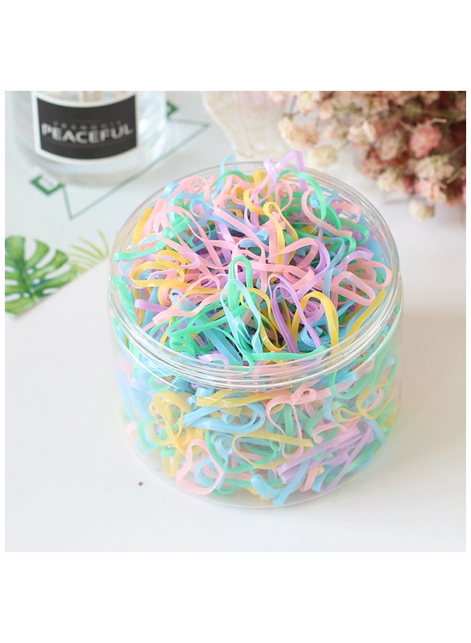1000 pcs Canned Colourful/Black Rubber Bands Hair Bands Disposable for Little Girls - Elastic Hair Ties for Kids - Image 1