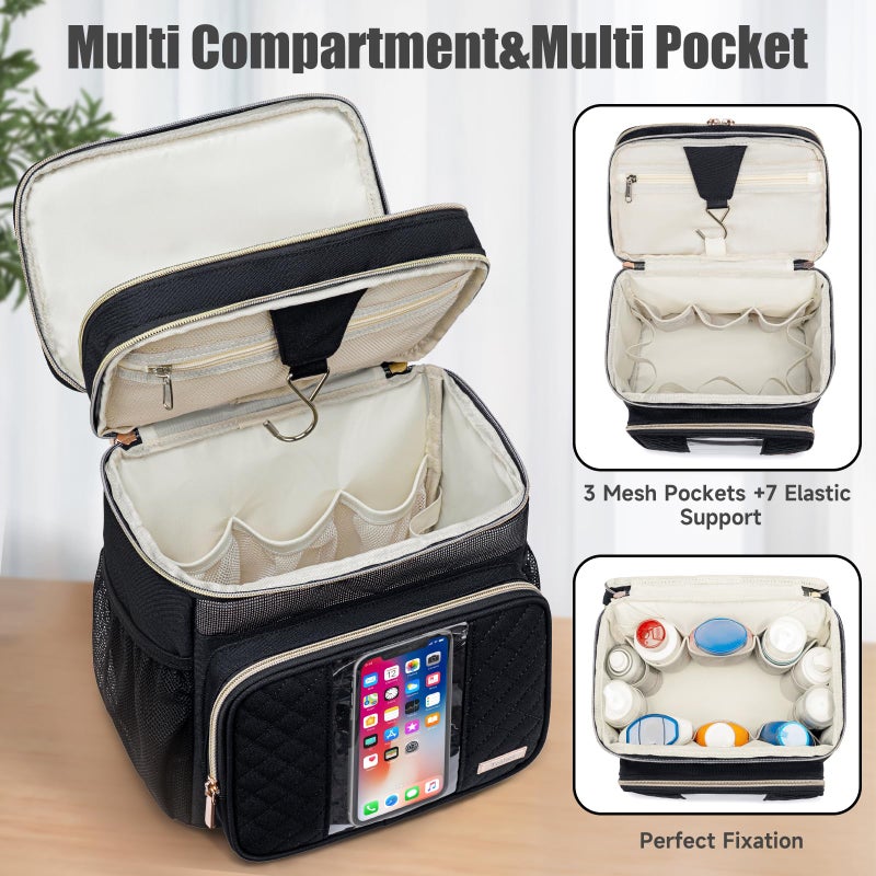 Tealari Large Toiletry Bag for Women Men,Bathroom Bag,Water Resistant Shower Bag,Makeup Bag,Portable Shower Caddy for College Dorm,Hanging Travel Toiletry Bag with Transparent Waterproof Phone Pocket - Image 5