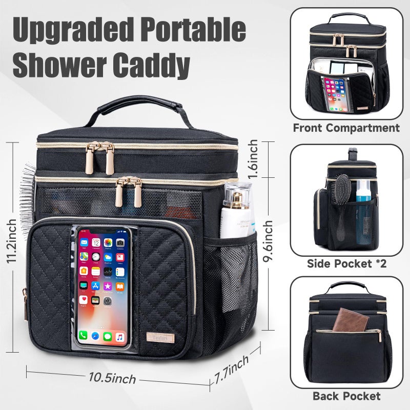Tealari Large Toiletry Bag for Women Men,Bathroom Bag,Water Resistant Shower Bag,Makeup Bag,Portable Shower Caddy for College Dorm,Hanging Travel Toiletry Bag with Transparent Waterproof Phone Pocket - Image 4
