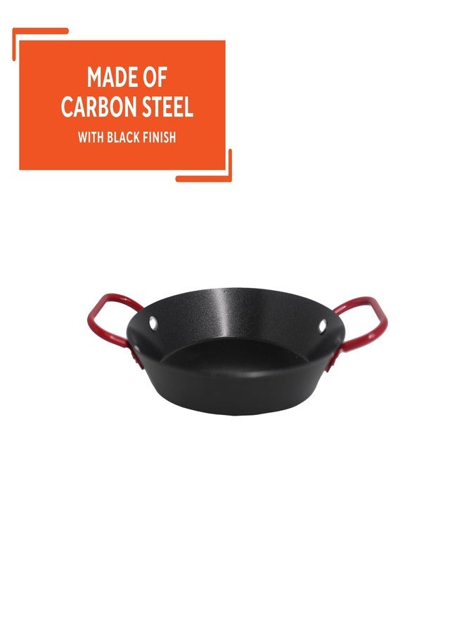 IMUSA USA 6" Carbon Steel Coated Nonstick Paella Pan Handles, Black, Red Hanldes - Image 3