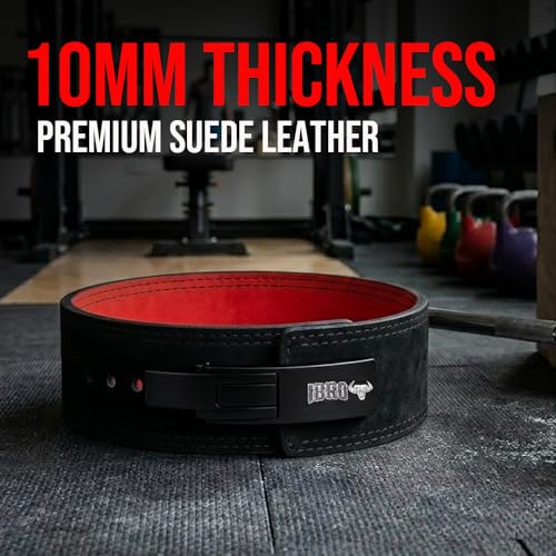 IBRO Powerlifting Lever Gym Belt – Power 10MM Extreme Heavy Duty Genuine Leather Belts - Squats Deadlifts Bodybuilding Weight Lifting IPF Power Lifting Strongman for Men BlackRed S - Image 4