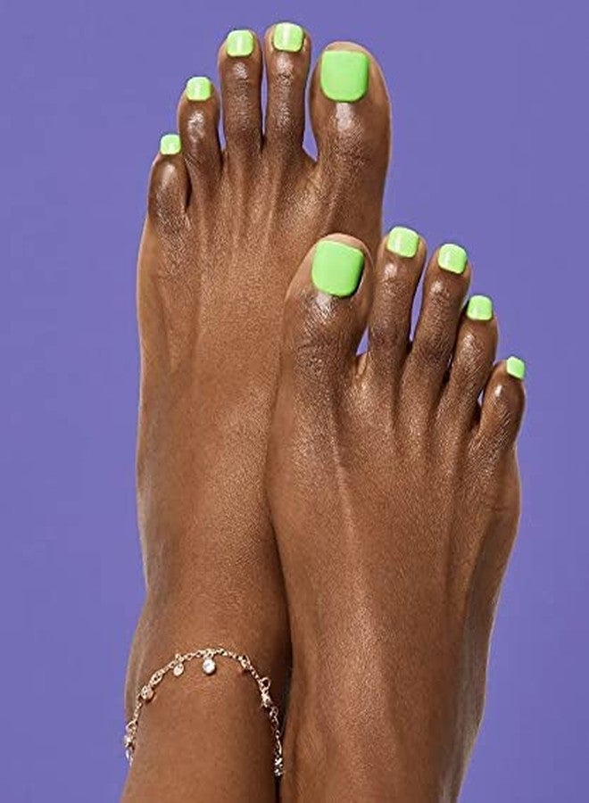 Impress Kiss Color Press-On Bright Shiny Neon Green Pedicure Toe Nails IMT503X Feelings - Image 4