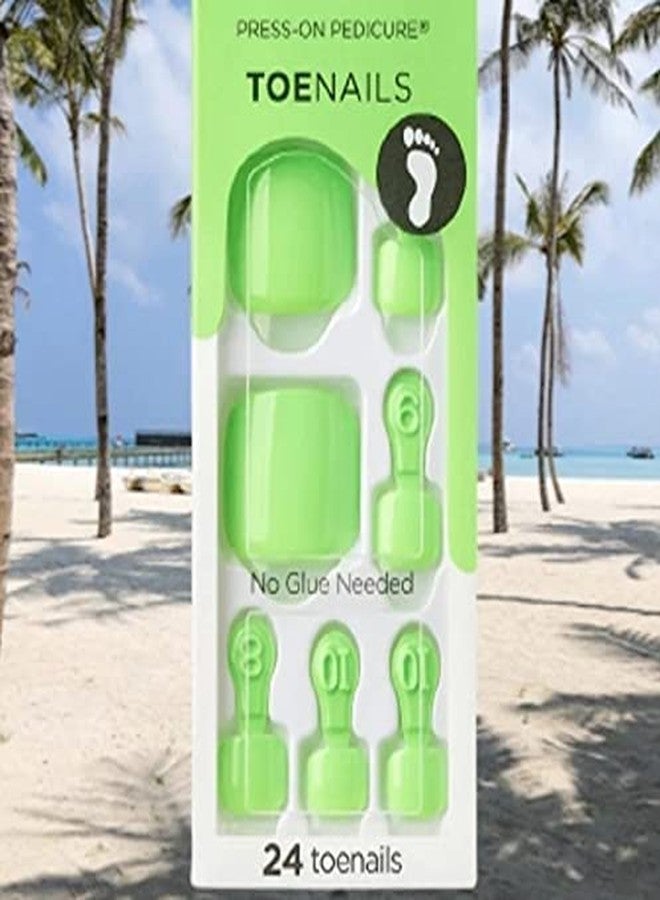 Impress Kiss Color Press-On Bright Shiny Neon Green Pedicure Toe Nails IMT503X Feelings - Image 3