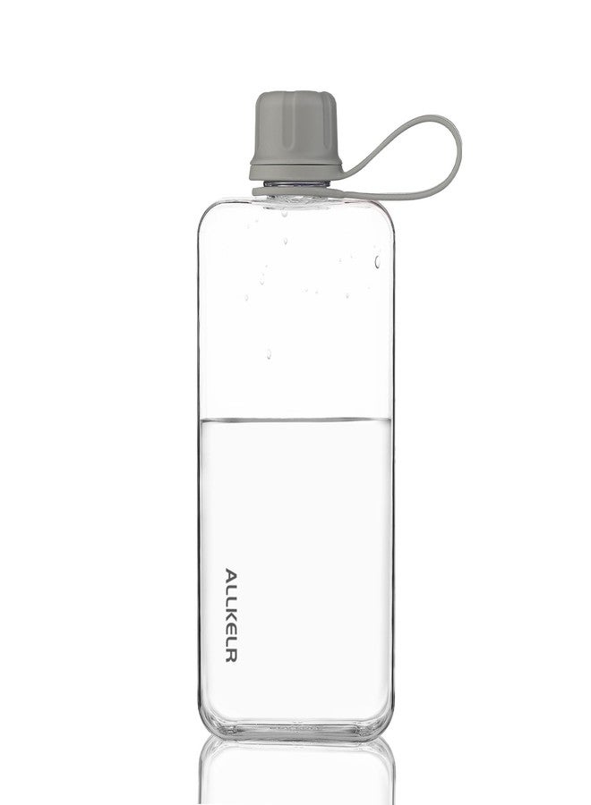 ALLKELR Portable Flat Water Bottle,BPA Free Reusable Tritan Plastic Travel Water Bottle Cup,Lightweight Leakproof Slim Water Bottles Fits Purse,Backpacking,Hiking (Gray, 13.5 oz) - Image 1