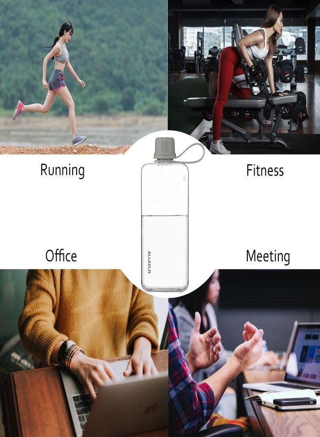 ALLKELR Portable Flat Water Bottle,BPA Free Reusable Tritan Plastic Travel Water Bottle Cup,Lightweight Leakproof Slim Water Bottles Fits Purse,Backpacking,Hiking (Gray, 13.5 oz) - Image 5