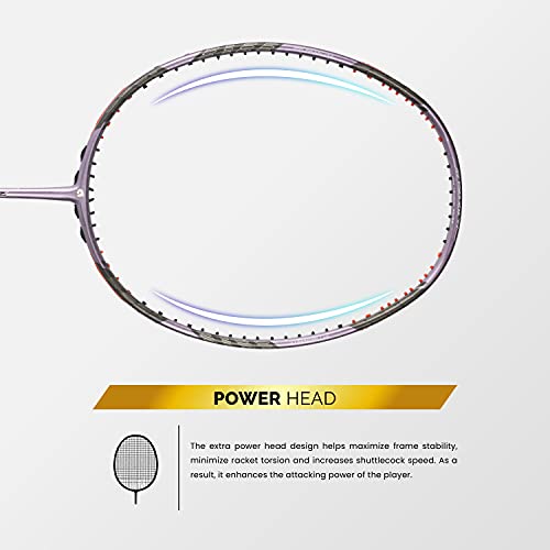 Apacs Z-Ziggler (Unstrung, 38 LBS Max Tension) 6.4mm Slim Shaft | Made in Vietnam | 100% Japanese Graphite Badminton Racket with Free Full Cover | G2-4 1/8 inches (Purple) - Image 4