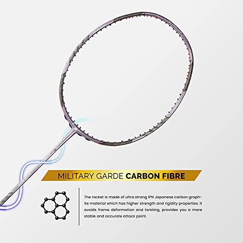 Apacs Z-Ziggler (Unstrung, 38 LBS Max Tension) 6.4mm Slim Shaft | Made in Vietnam | 100% Japanese Graphite Badminton Racket with Free Full Cover | G2-4 1/8 inches (Purple) - Image 2