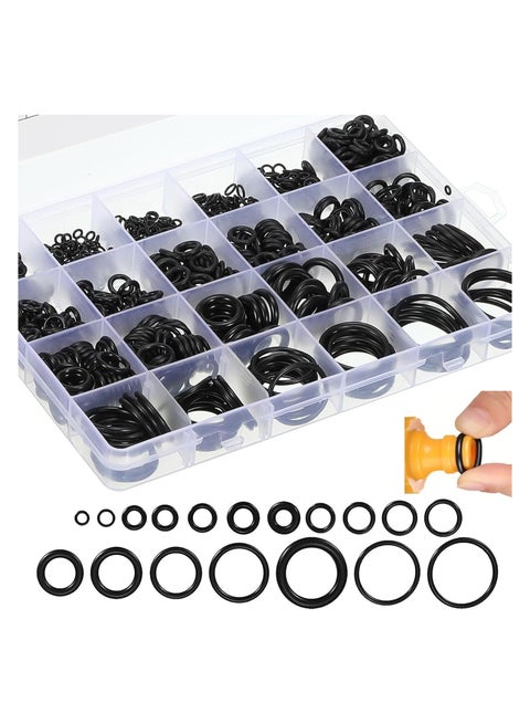 360 Pcs Rubber O-Rings Assortment Kit,24 Sizes Nitrile Rubber O-Rings Sealing Kits,Assorted Metric Sealing Washer for Automotive Faucet Pressure Plumbing Sealing Repair