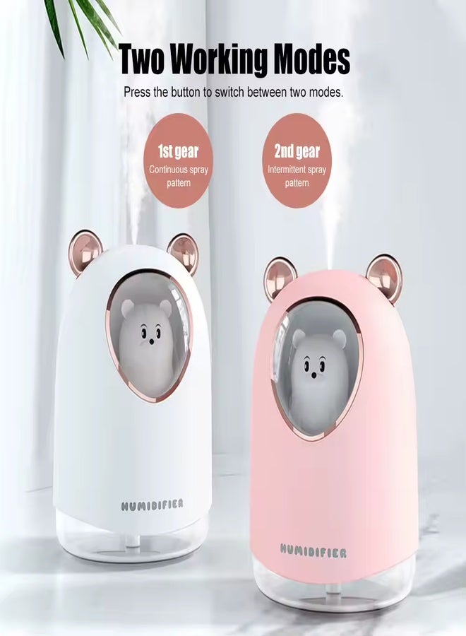 مرطب هواء صغير بالموجات فوق الصوتية 300 مل مع موزع للزيوت العطرية وضوء LED ومنفذ USB وصانع ضباب للسيارة معطر جو محيطي على شكل دب للمنزل والسيارة  - Image 4