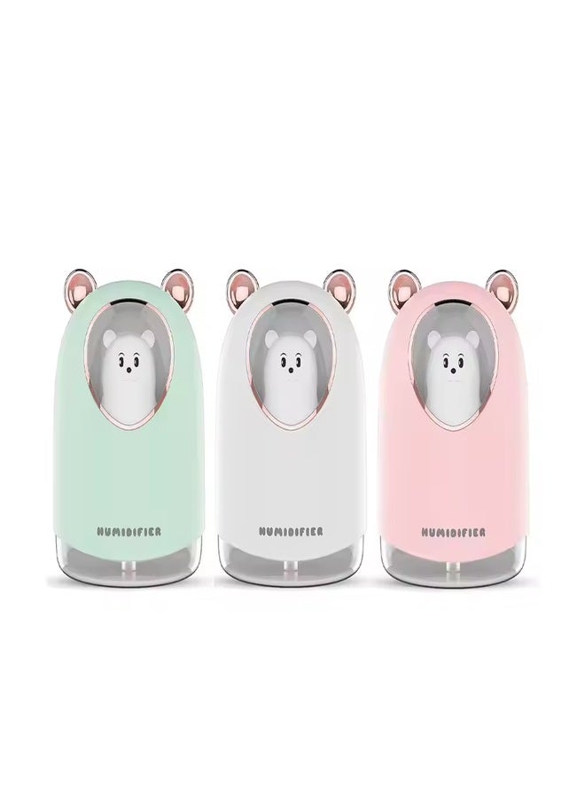 مرطب هواء صغير بالموجات فوق الصوتية 300 مل مع موزع للزيوت العطرية وضوء LED ومنفذ USB وصانع ضباب للسيارة معطر جو محيطي على شكل دب للمنزل والسيارة  - Image 1