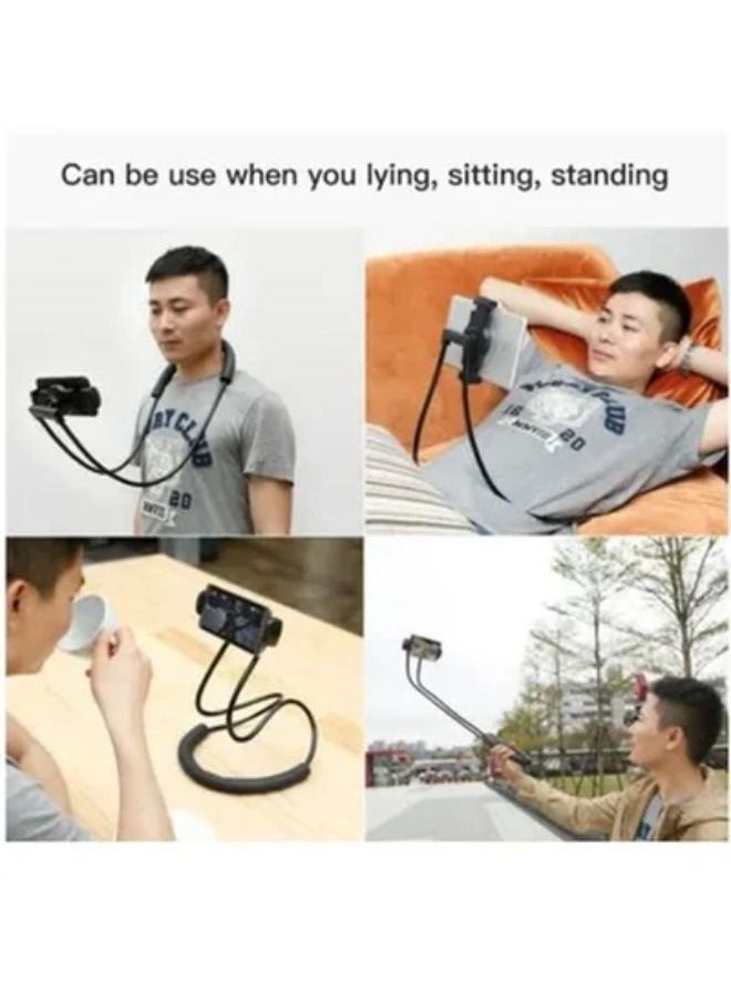 SHOPI - 360-Degree Lazy Neck Mobile Phone Holder Black Lazy Cell Phone Holder - Universal Phone Holder to Wear Around Neck Lazy Bracket Free Rotating Smart Mobile Phone Mount Stand - Image 1