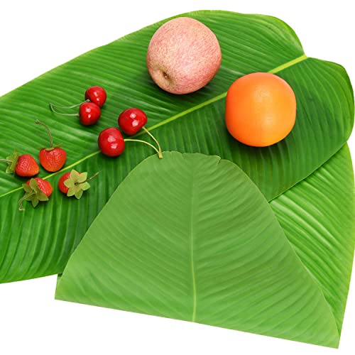 S2S Soft Fabric Artificial Tropical Banana Leaf, 22 By 11Inch,Hawaiian Luau Party Jungle Beach Theme Decorations For Table Decoration Accessories Pack Of 5 Pcs, Green - Image 5