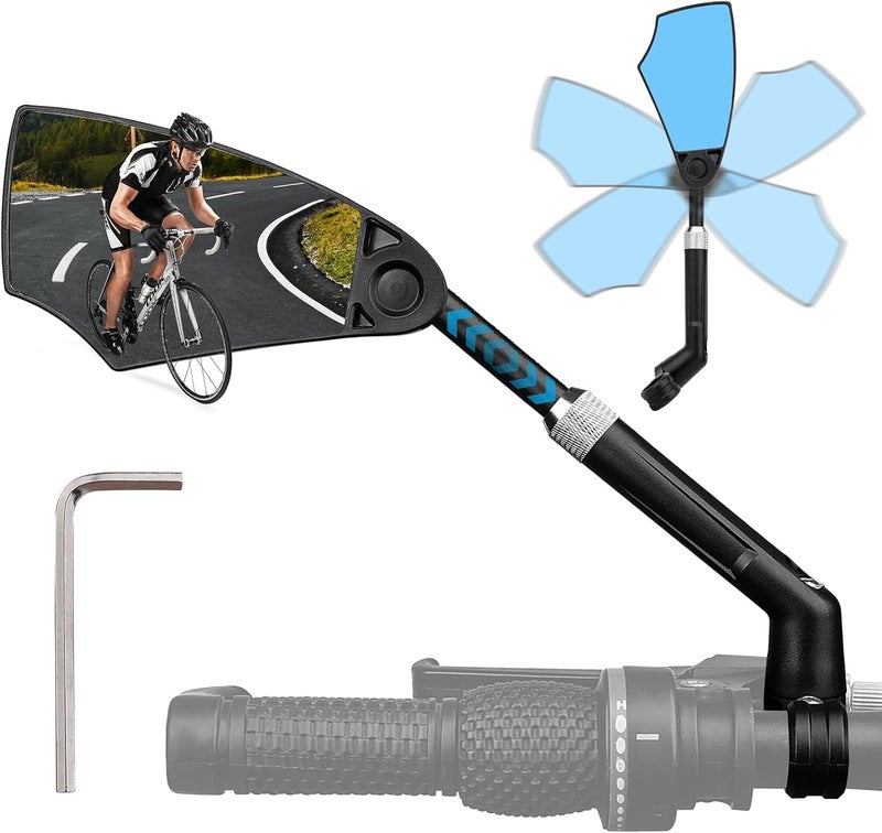 BOBILIFE Retractable Bike Handlebar Rear View Mirrors 2 Pack - 360 ° Adjustable Flat Rotation Anti-Glare Glass Lens Bicycle Rearview Mirror, For the Bicycle Ebike Scooter 21-24mm Handlebar - Image 2