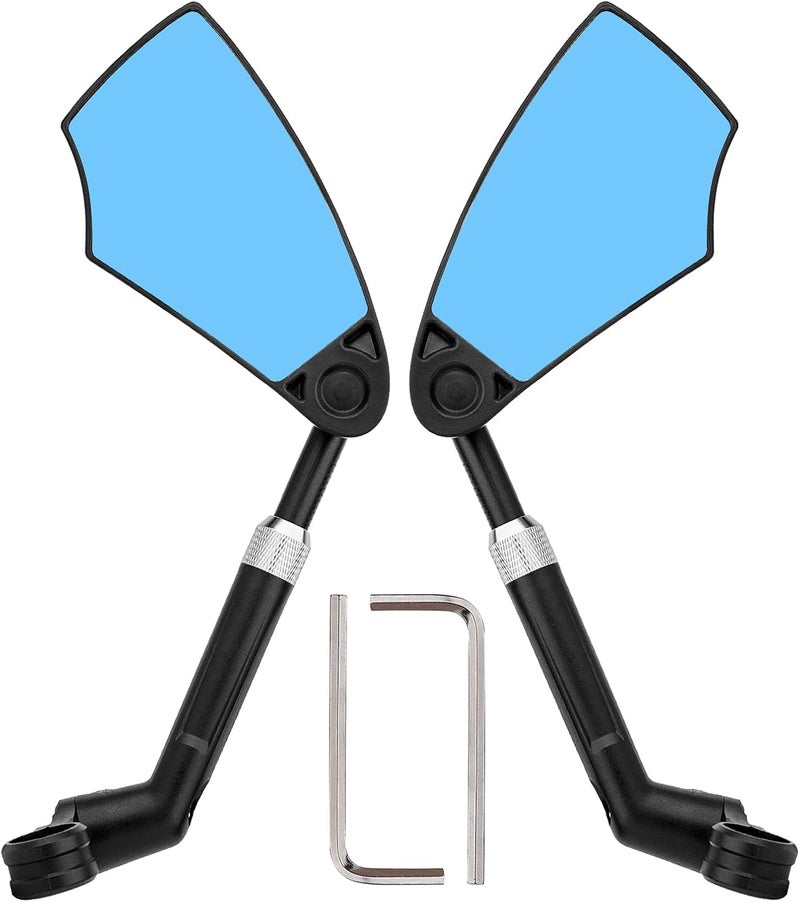 BOBILIFE Retractable Bike Handlebar Rear View Mirrors 2 Pack - 360 ° Adjustable Flat Rotation Anti-Glare Glass Lens Bicycle Rearview Mirror, For the Bicycle Ebike Scooter 21-24mm Handlebar - Image 1