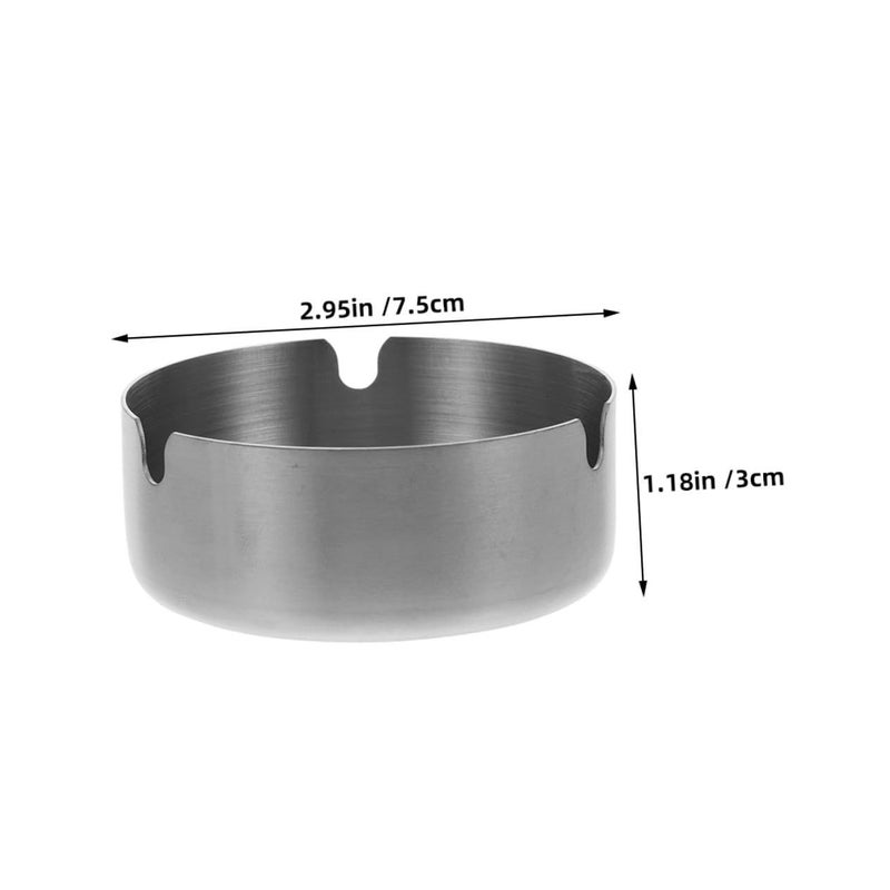 2pcs Stainless Steel Round Ashtrays Portable Windproof Cigarette Ash Tray for Home Office Indoor Outdoor Use - Image 3