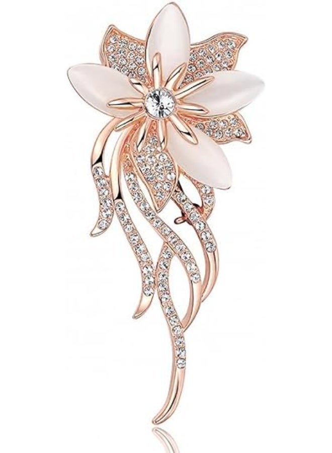 Created Crystal Cats Eye Brooches and Pins for Women | Classy Bridal Bouquet Brooch Pin | Elegant Accessory for Weddings and Special Occasions | Safety Pins Vintage Jewelry, Shawl Pins for Women - Image 1