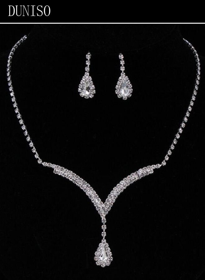 DUNISO 5Pcs Clutch Bag Rhinestone Jewelry Set with Necklace Earrings Bracelets Ring Rhinestone Purse Bag Glitter Evening Bag Wedding Bridal Bridesmaid Costume Jewelry Set for Women and Girls Dress Accessorie - Image 5