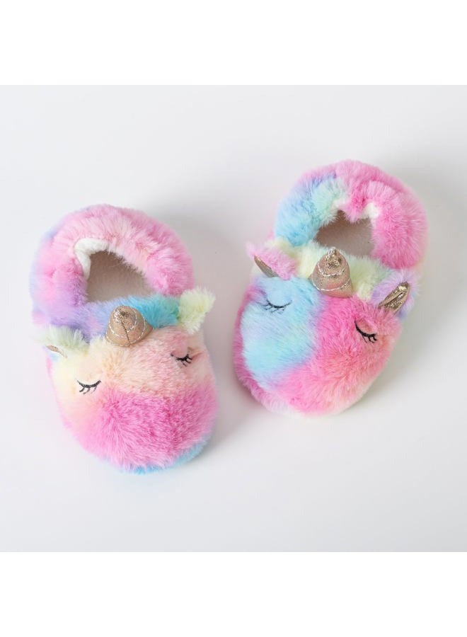 Csfry Toddler Girls' Slipper Cartoon Warm Winter House Shoes,7-8Toddler,Multicolor - Image 4