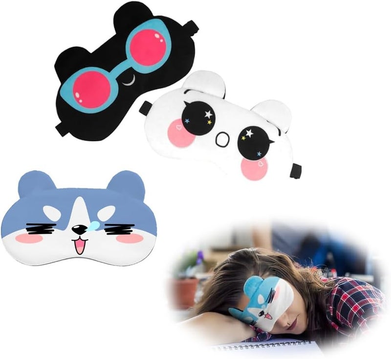 Cartoon Sleeping Masks, Soft Plush Eye Masks Built-in Ice Pack for Kids, Girls, Women, and Adults, Adjustable and Elastic, Suitable for Travel, Parties, and Relaxation - Image 1