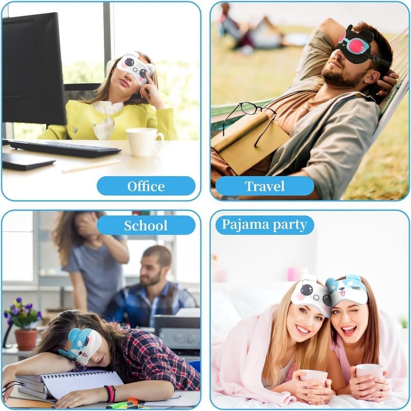 Cartoon Sleeping Masks, Soft Plush Eye Masks Built-in Ice Pack for Kids, Girls, Women, and Adults, Adjustable and Elastic, Suitable for Travel, Parties, and Relaxation - Image 3