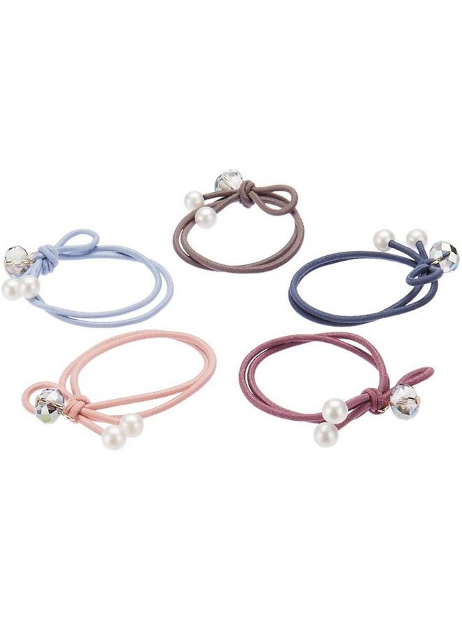 IBDA Rubber Bands with Knots in Light Blue, Khaki, Light Pink, Rose, Denim, Pack of 05 - Image 1