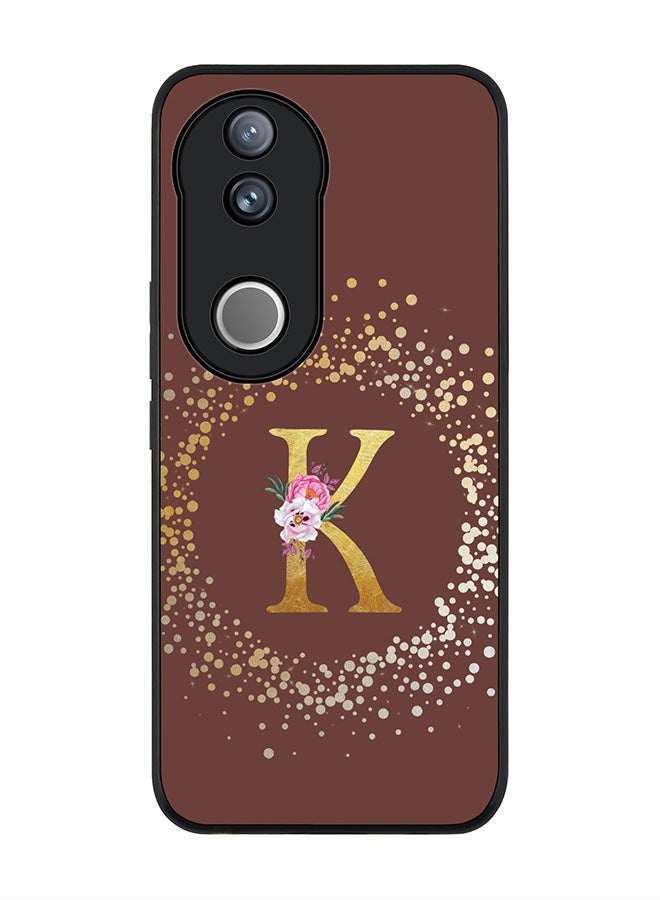 Stylizedd For Vivo V50 / vivo V50e 5G Case,Slim fit Camera Protection, Shockproof Thin Phone cover  - Custom Monogram Floral - K  (Brown ) - Image 1