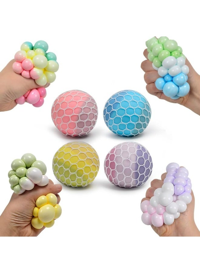 1Pcs Colored Soft Grape Mesh Pressure Balls Squeeze Change Color Balls Prop Tool Stress Relieve Sensory Squishy Balls random color 3 tone