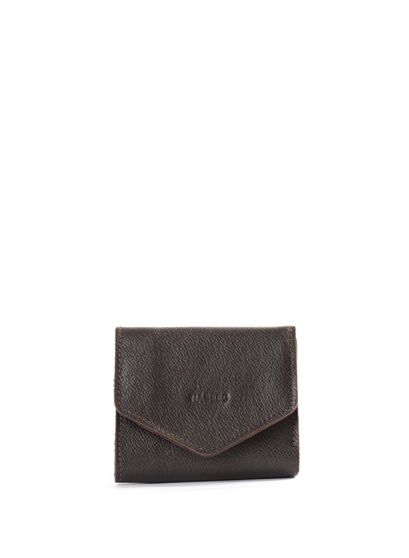 NASEEG Jamila Genuine Leather Wallet From Naseeg - Dark Brown Pebbled - Image 1
