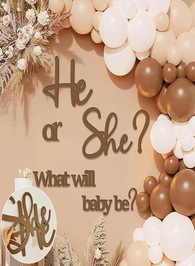 kokolap Large Gender Reveal Decals for Backdrop Wooden Baby Shower Sign He or She What Will Baby Be Balloon Arch Decor Gender Reveals Welcome Sign Girl or Boy Party Stickers Pregnancy Party Banner Photo Props - Image 1