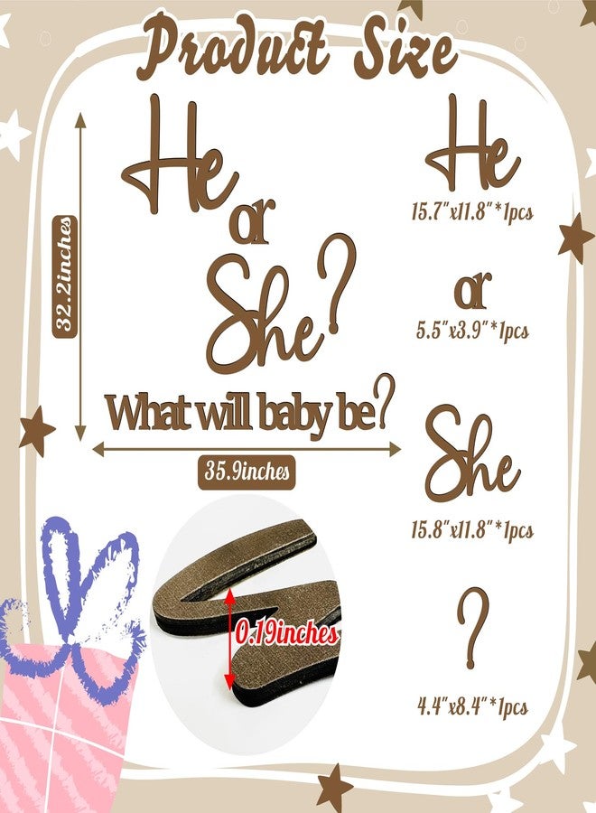 kokolap Large Gender Reveal Decals for Backdrop Wooden Baby Shower Sign He or She What Will Baby Be Balloon Arch Decor Gender Reveals Welcome Sign Girl or Boy Party Stickers Pregnancy Party Banner Photo Props - Image 3